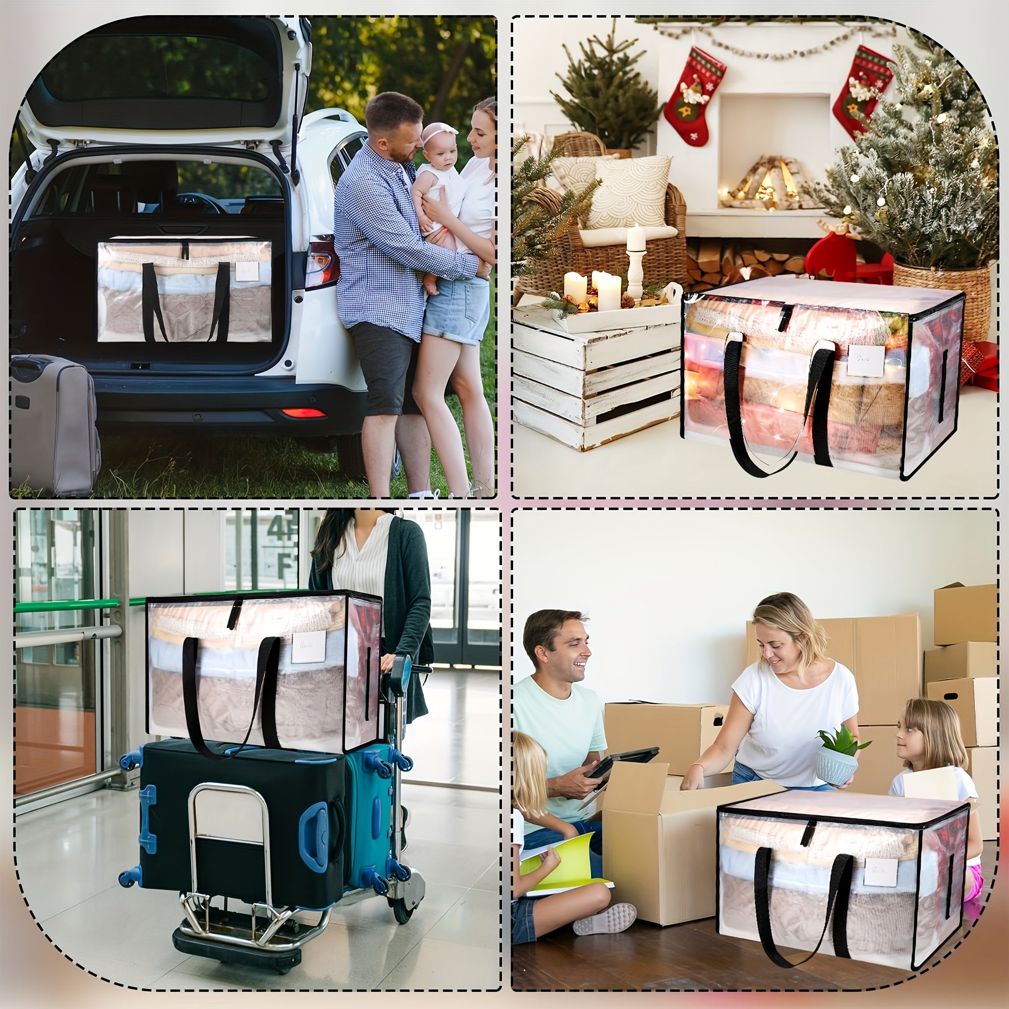 Large Moving Bags & Storage Totes with Backpack Straps Zippers & Handles – Heavy Duty 600D Packing Bags for Relocation College Dorms Seasonal Storage | 2/4/6 Pack