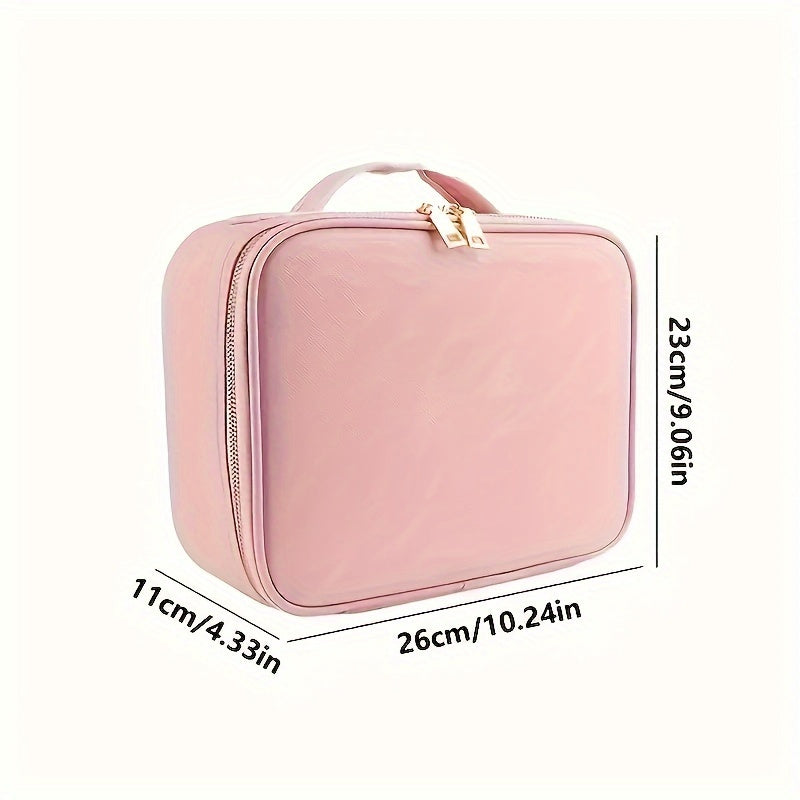 Makeup Bag With Mirror Of LED Lighted, Travel Makeup Train Case Cosmetic Bag Organizer With Mirror And Lights, Make Up Bag With Light Up Mirror Adjustable Divider Brush Board, Christmas Halloween Thanksgiving Gift