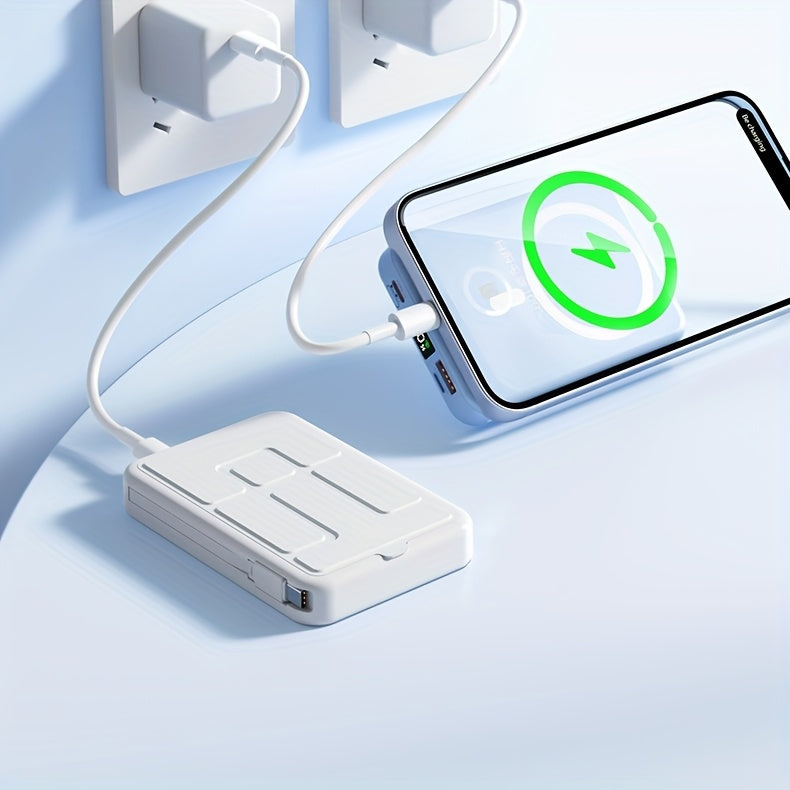 10000mAh Magnetic Fast Charging Power Bank with Digital Screen, Built-in 2 Charging Cables, USB Portable Mobile Phone Power Bank Can Charge 5 Devices At The Same Time, with Bracket, Compatible with iPhone 15/15 Plus/15 Pro/15 Pro Max/iPad
