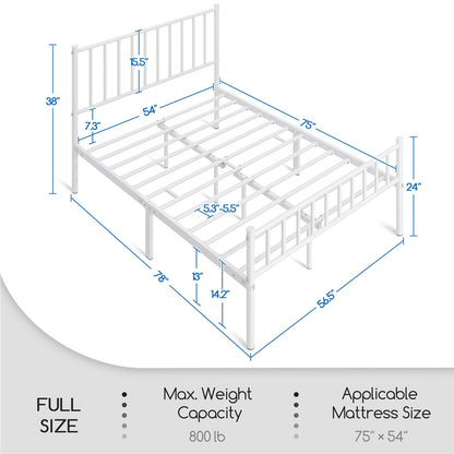 Metal Platform Bed Frame Vertical Bar Headboard Minimalist Farmhouse Metal Bed Foundation with Underbed Storage Twin Full Queen Size for Guest Room Loft Condo Apartment Bedroom Canada