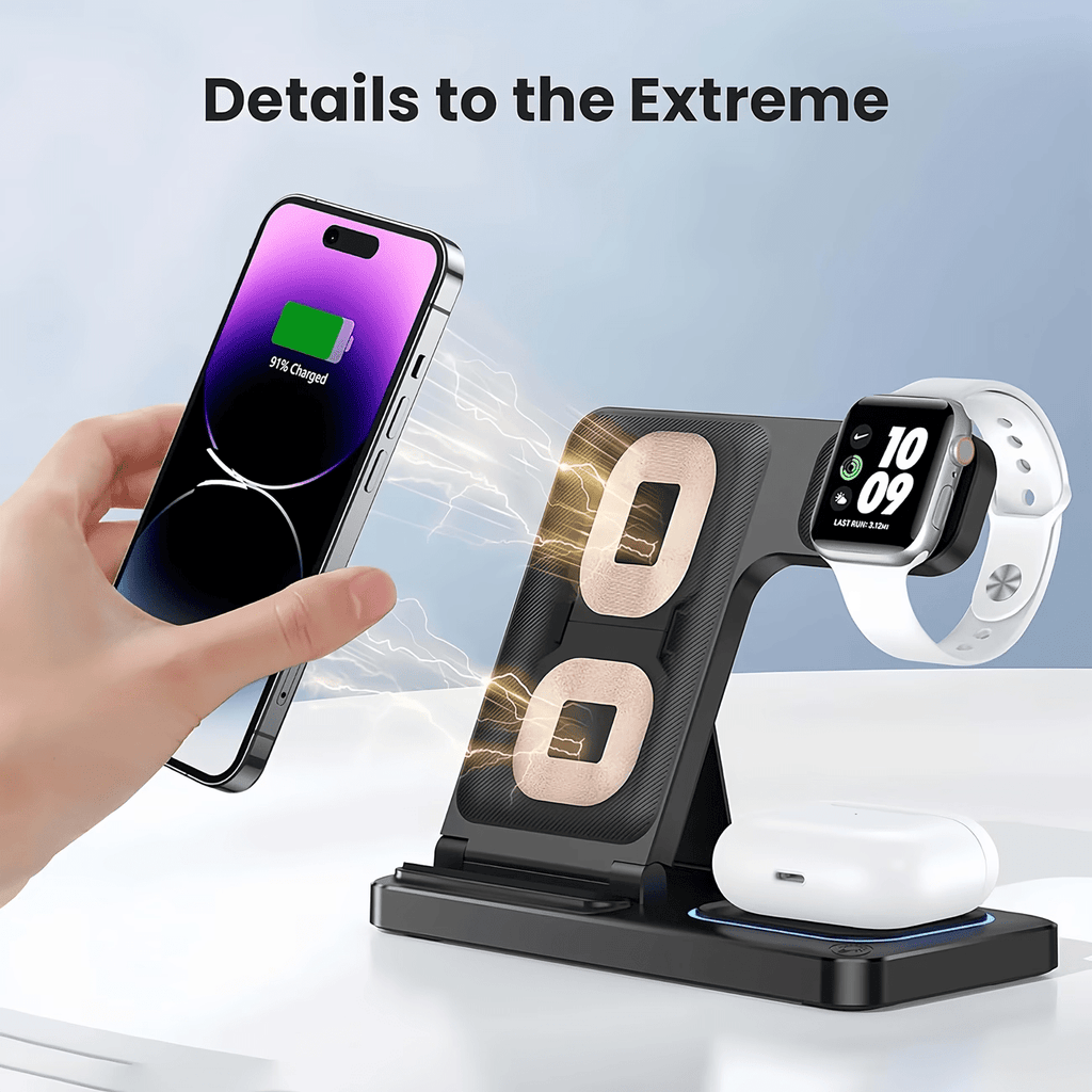 【Father's Day】Neohost 3-in-1 Wireless Charging Station for iPhone/Compatible with Phone 17, 16, 15 Pro Max, 13, 12, 11/Watch Series 10, 9, 8, 7, 6, 5, 4, 3, 2 & Ultra Models/Auto Accessories.A perfect mother's day gift