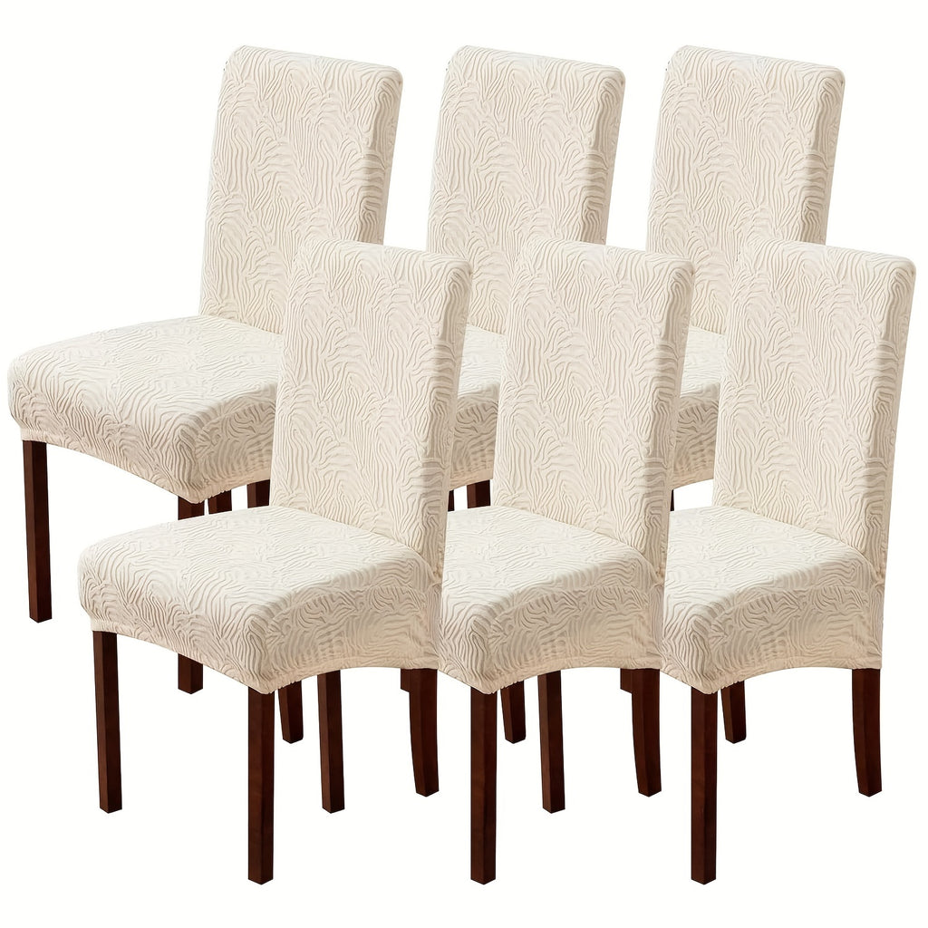4/6pcs Waterproof Chair Covers for Dining Room, Stretch Jacquard Dining Chair Slipcovers Removable Washable Chair Protector for Kitchen, Hotel, Restaurant
