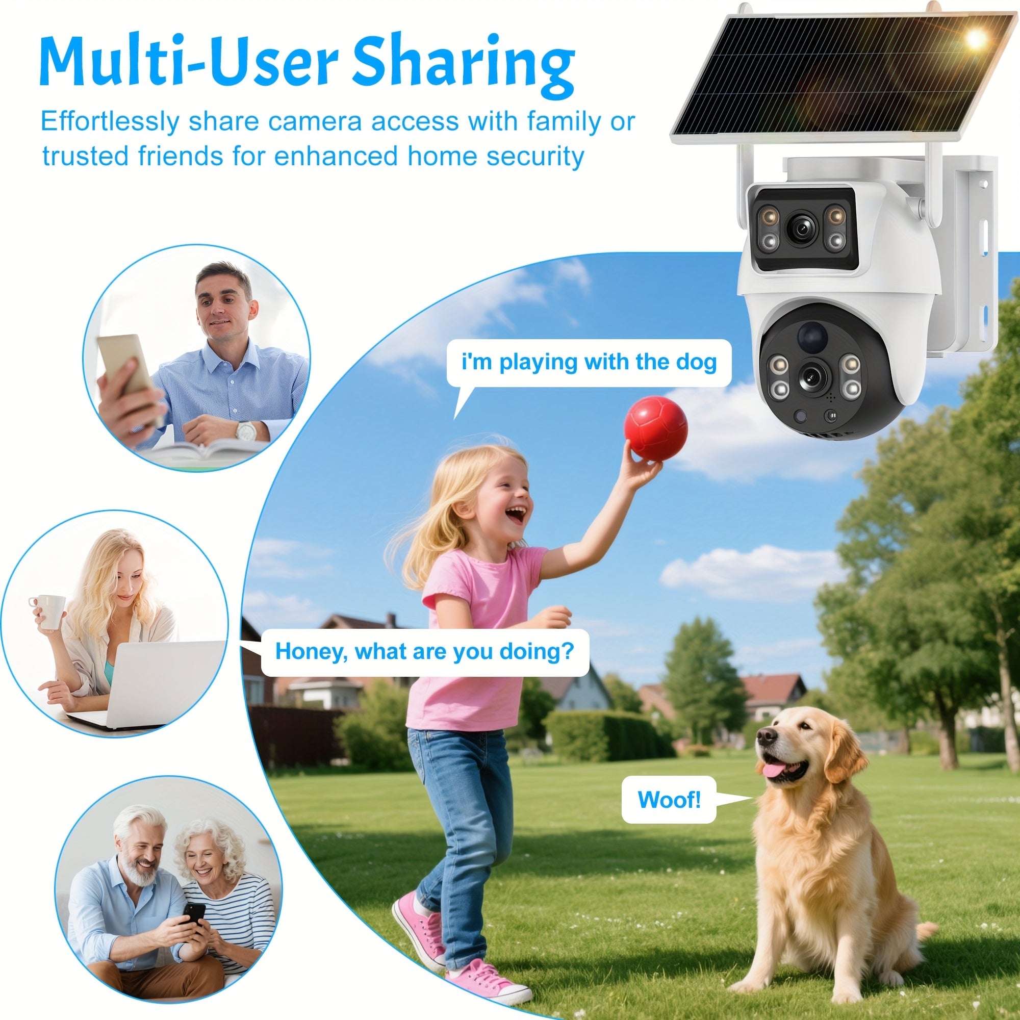 XIAOVV [10 Zoom] 4K Solar Outdoor Wireless Surveillance Camera, 2.4G WiFi Security with Solar Panel, Dual Lens PTZ Surveillance System, PIR Motion Detection, Color Night Vision, Two-Way Audio, App Control for Home Security, Farm, Remote