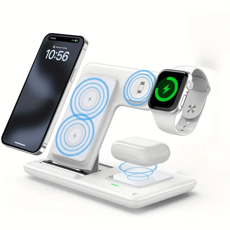 Foldable 3-in-1 Wireless Charging Station Neohost for iPhone 17 16 15 Pro Max 13 12 11 & Apple Watch Series 2-10 Ultra - Compact Fast Wireless Charger, Perfect Father's Day & Mother's Day Gift