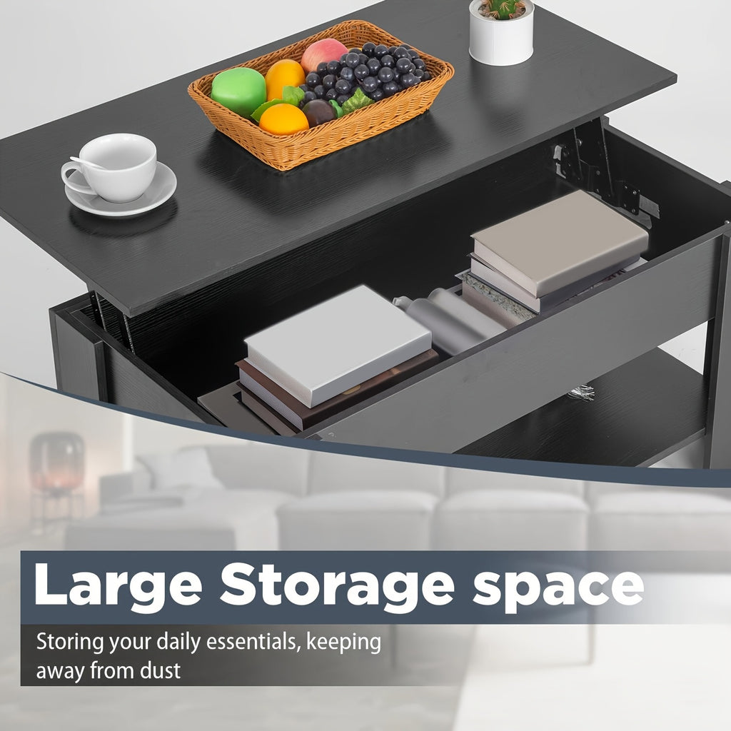 Coffee Table, Lift Top Coffee Table with Large Hidden Storage Shelf, Lift Tabletop Dining Table for Living Room, Home Small Space