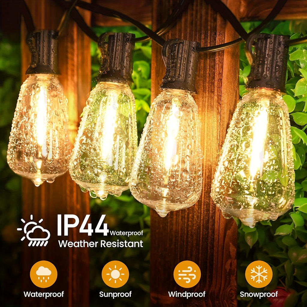 Shatterproof Outdoor String Lights 50ft 100ft 150ft Warm White Dimmable Patio Lights with ST38 LED Edison Bulbs, Connectable Hanging Lights for Backyard, Balcony, Porch & Party – Indoor Outdoor Garden Decor