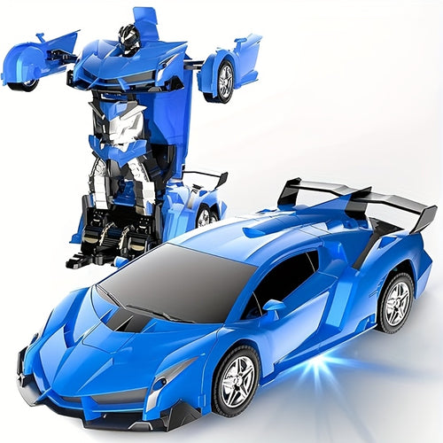 Transforming Car Robot Toy 1:18 Scale – One-Button Deformation with 360° Rotating Drifting, RC Stunt Car for Kids, Best Birthday & Christmas Gift for Boys