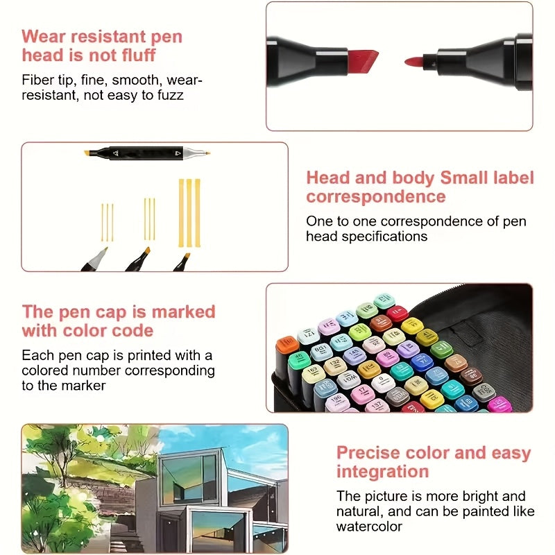 Alcohol Markers 120 Colors Double Tipped Art Marker Set – Dual Brush & Chisel Tip for Artists, Adults & Kids, Coloring, Illustration, Sketching, Anime Drawing, Highlighting – Christmas Gift