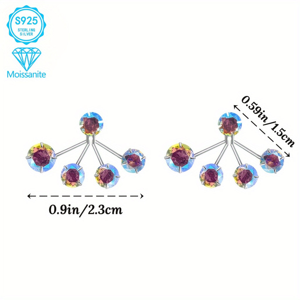 EJG - 925 Silver Colorful Moissanite Women's Earrings, Hypoallergenic, Nickel-free, Unique Design, Dazzling, Holiday Gift for Friends, Women's Jewelry That Can Be Worn At Parties And Daily Occasions