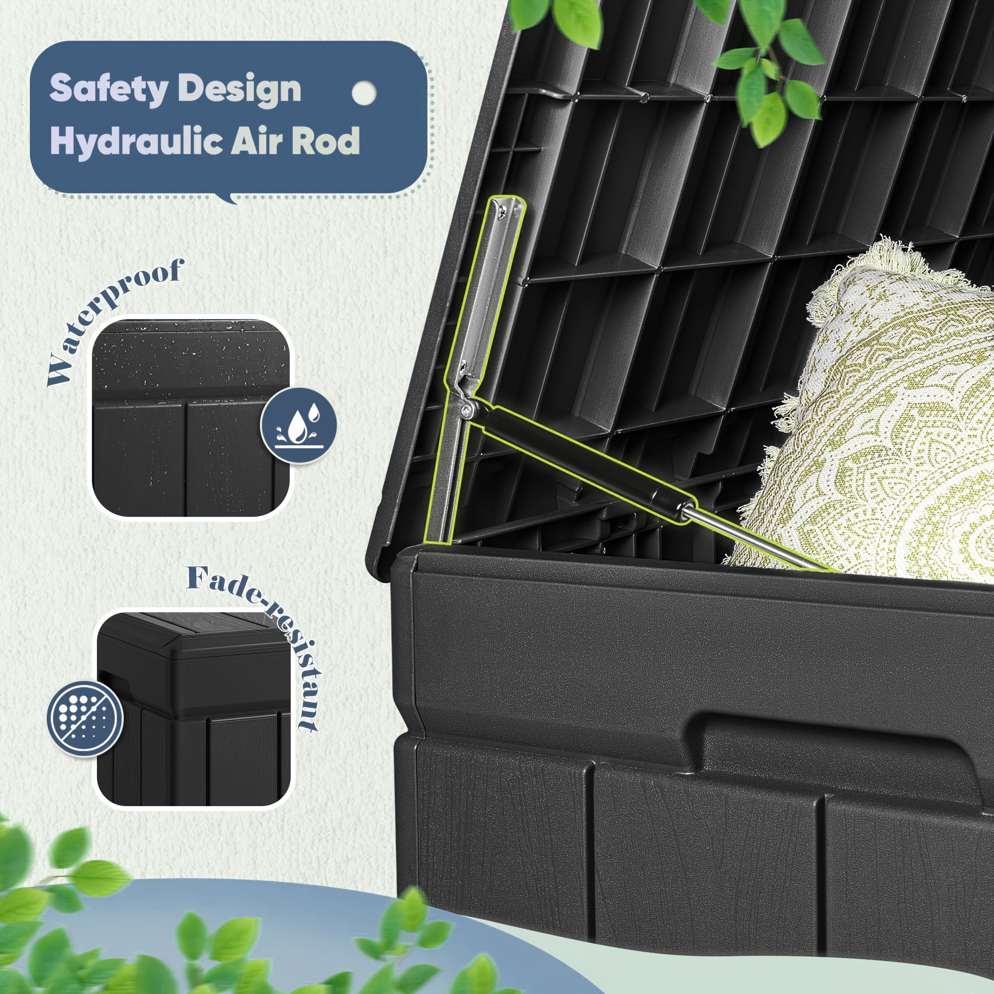 88 Gallon Resin Deck Box Outdoor Lockable Storage Box, Waterproof Large Cushion Storage Bench For Patio, Backyard, Pool Supplies, Sports Equipment, Box, Cabinet, Rack for Outdoor Storage