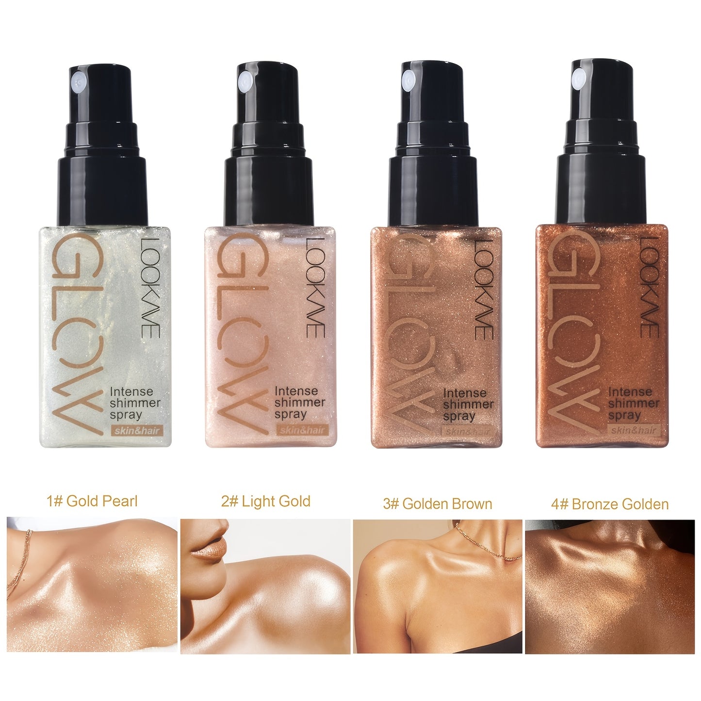 Glowing Highlighter Face & Body Powder – Luminous Shimmer Spray with Liquid Formula, Medium Coverage Instant Radiance for Eyes, Neck & Lips, Long-Lasting Body Glow (1.01oz)