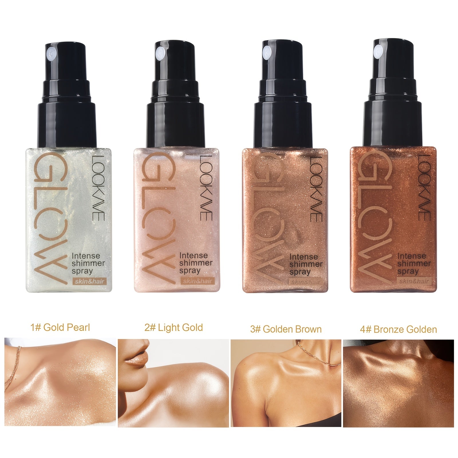 Glowing Highlighter Face & Body Powder – Luminous Shimmer Spray with Liquid Formula, Medium Coverage Instant Radiance for Eyes, Neck & Lips, Long-Lasting Body Glow (1.01oz)