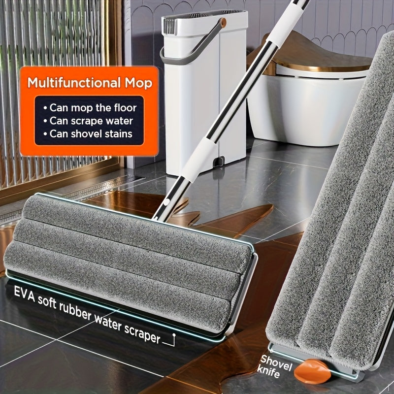 Big Flat Mop and Bucket Set 15.75 Inch with Wringer – Hands-Free Wet & Dry Cleaning, 2 Reusable Microfiber Pads, All Floor Types & Windows, Household Floor Cleaning System | ShopVora CA