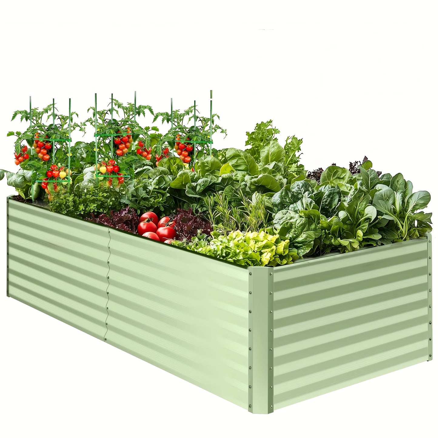 Extra Large Elevated Raised Garden Bed 8x4x2ft – soges Galvanized Planter Box Stand with 3 Ground Stakes & Rubber Feet, Above Ground Garden Kit for Vegetables Herbs Flowers – Patio Backyard