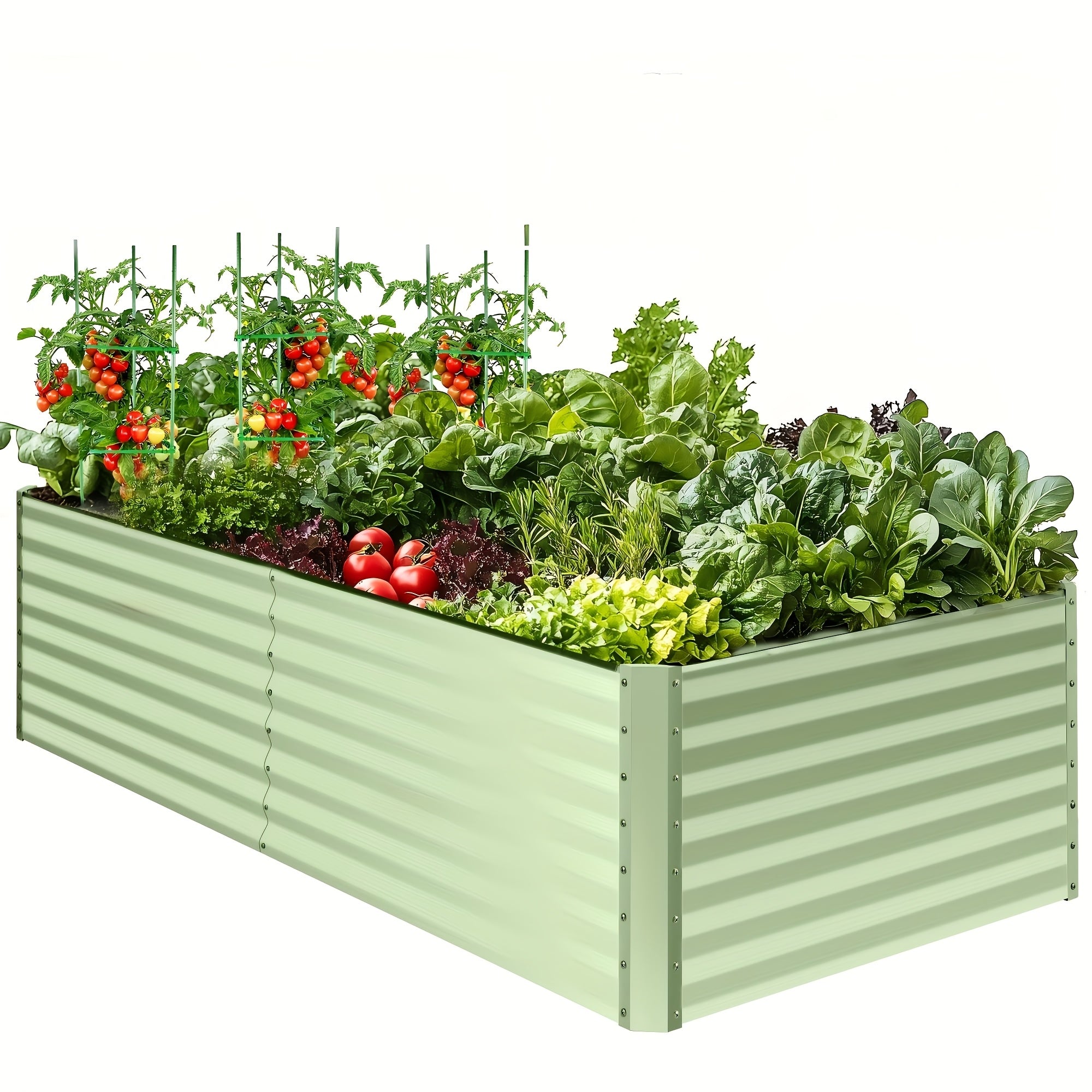 soges Raised Garden Bed, 8 x 4 x 2ft Elevated Galvanized Planter Box Stand with 3 Ground Stakes & Rubber, Outdoor Above Ground Planter Extra Large Garden Box Kits for Garden, Patio, Backyard