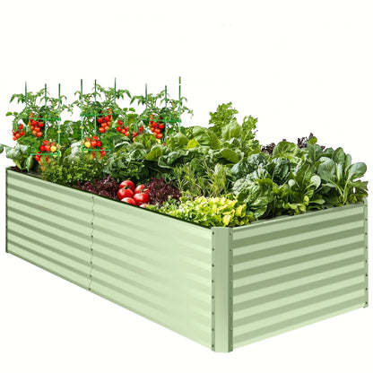 Extra Large Elevated Raised Garden Bed 8x4x2ft – soges Galvanized Planter Box Stand with 3 Ground Stakes & Rubber Feet, Above Ground Garden Kit for Vegetables Herbs Flowers – Patio Backyard