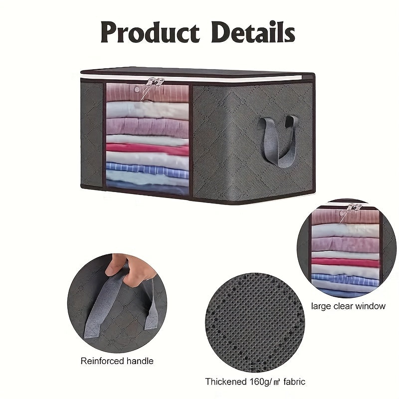 Large Storage Bags for Bedding Blankets & Pillows 2/4/6pcs with Zipper Lid – Extra Large Polypropylene Clothes Organizer Bags with Reinforced Handles, No Vacuum Needed | Grey | ShopVora CA