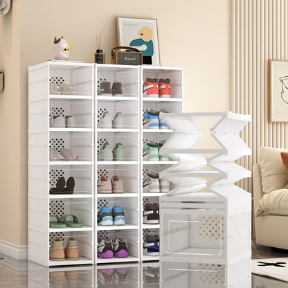 Foldable Transparent Shoe Box 3 6 Tier Stackable Shoe Storage Organizer Dustproof Breathable with Lid No Assembly Freestanding Plastic Shoe Rack - Space Saving Large Capacity, Canada