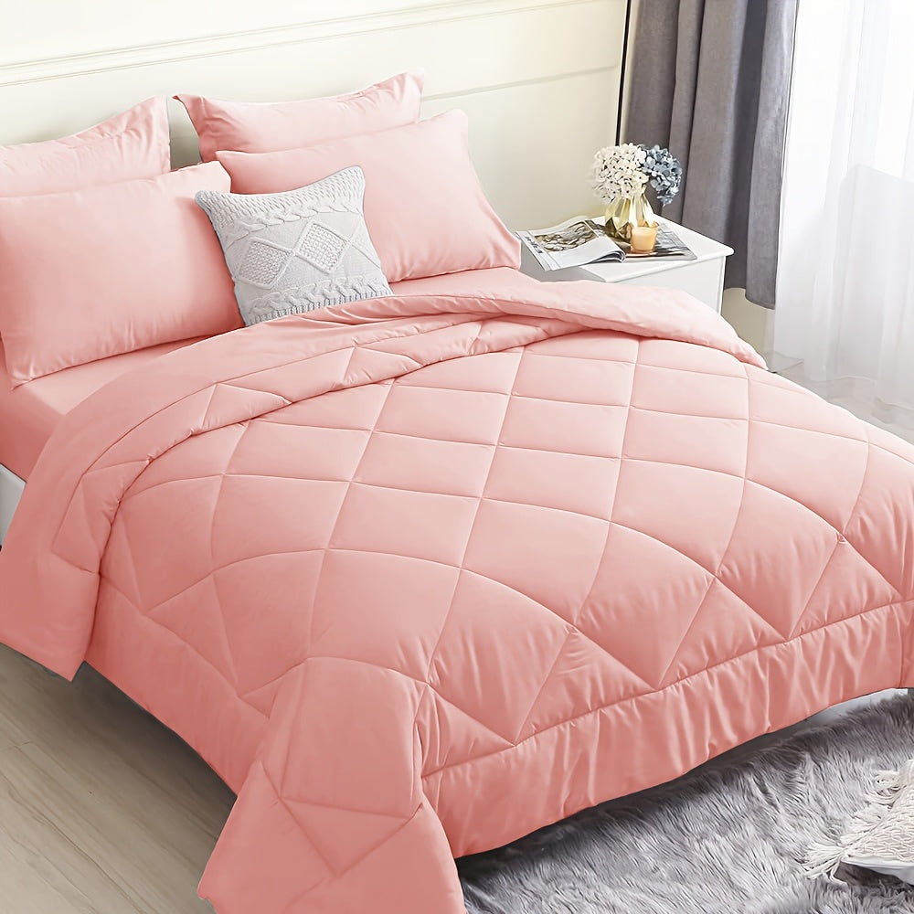 7pcs Comforter Set - Black Bed in A Bag Ultra-Soft - Goose Down Alternative - Premium 1800 Series with Comforter, Sheets, Shams And Pillowcases