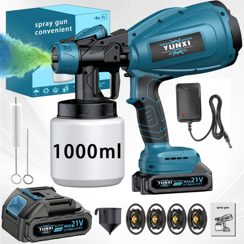 21V Cordless Paint Sprayer Gun 1000ML Container – 4 Nozzle Sizes Multiple Spray Patterns, Ergonomic Handle for Furniture Walls Fences Automotive & DIY Painting Projects, Canada