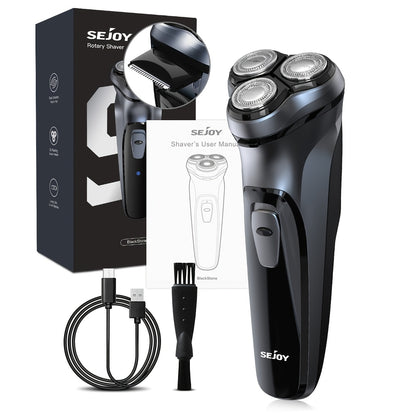 Electric Razor for Men – Wet & Dry Rechargeable Electric Shaver with Pop-Up Trimmer – Rotary Face Shaver for Close Comfortable Shave – Blue, Gray & Green