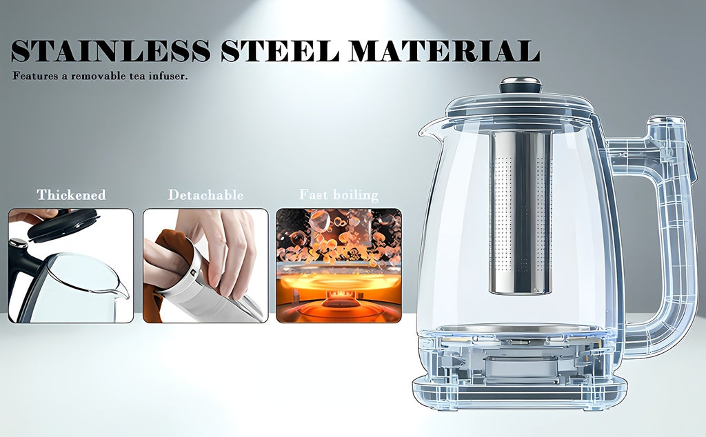1.8 Liter Electric Kettle | Fast Heating, Automatic Shut-Off, Boil-Dry Protection, Removable Filter, 360° Swivel Base - Stainless Steel, Suitable For Brewing Tea, Coffee, And Heating Water For Milk Powder, Multifunctional Kitchen Appliance