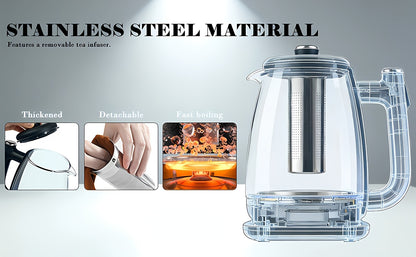 1.8L Stainless Steel Electric Kettle – Fast Heating, Auto Shut-Off, Boil-Dry Protection, Removable Filter & 360° Swivel Base – For Tea, Coffee & Baby Milk Powder