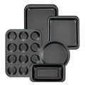 Baking Pans Nonstick Set, 5pcs Bakeware Sets with Round/Square Cake Pan, Muffin Pan, Loaf Pan, Roast Pan, Baking Sheets for Oven, Mobzio Kitchen Cookware Sets Baking Supplies