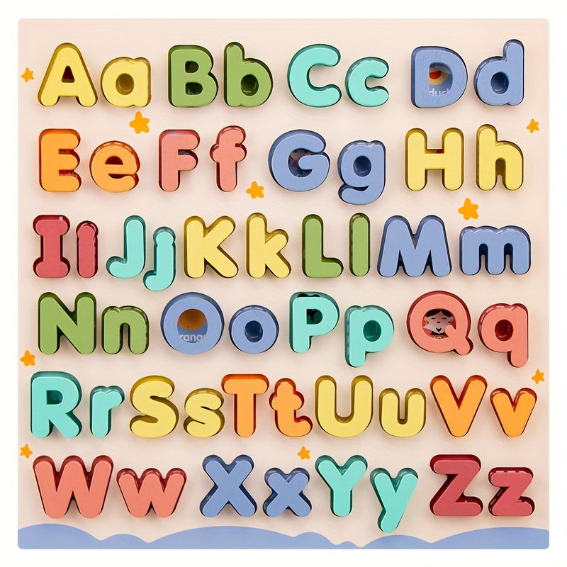 Youngsters's Wooden Letter Puzzle Board - 52 Uppercase And Lowercase Letters - Cognitive Development Toy Suitable for Preschool Education
