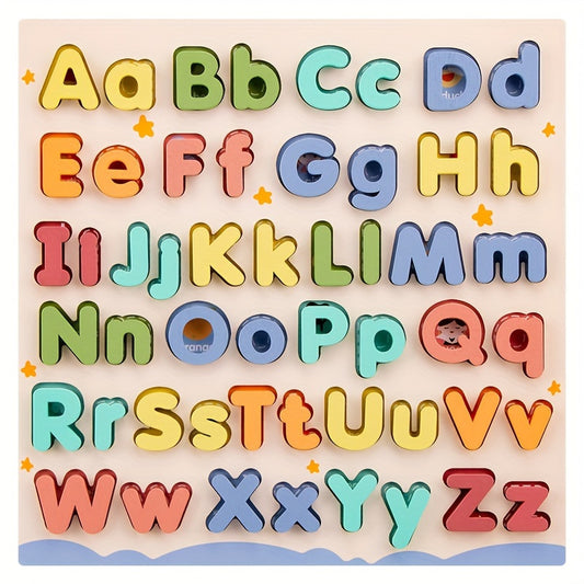 Youngsters's Wooden Letter Puzzle Board - 52 Uppercase And Lowercase Letters - Cognitive Development Toy Suitable for Preschool Education
