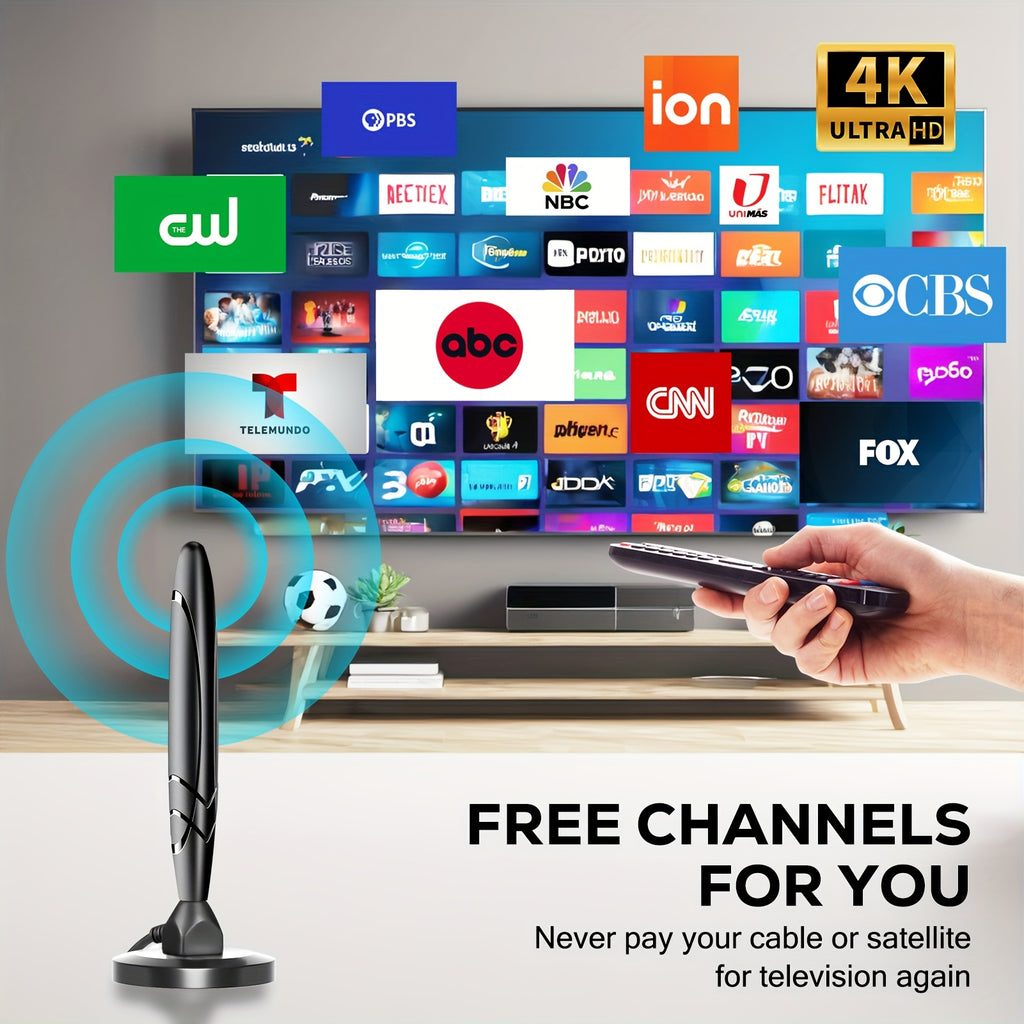 Digital TV Antennas - 2025 HD Indoor Smart TV Antenna, 360° Reception, 4K 1080P Support, Amplified Indoor Antenna with Signal Booster, Removable Amplifier, Local Channel TV Antenna