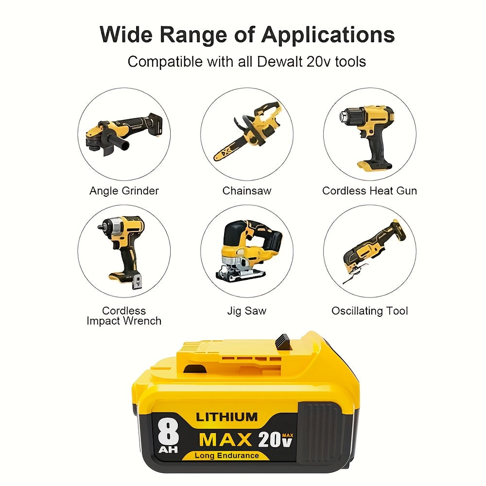 1/2/4PACK 8.0Ah 20V Replacement for Dewalt 20V Max Battery 8000Mah Compatible with for Dewalt 20Volt XR Lithium-Ion Batteries DCB205 DCB206 DCB207 DCB204 DCB201 DCB200 DCD/DCF/DCG Series Power Tool