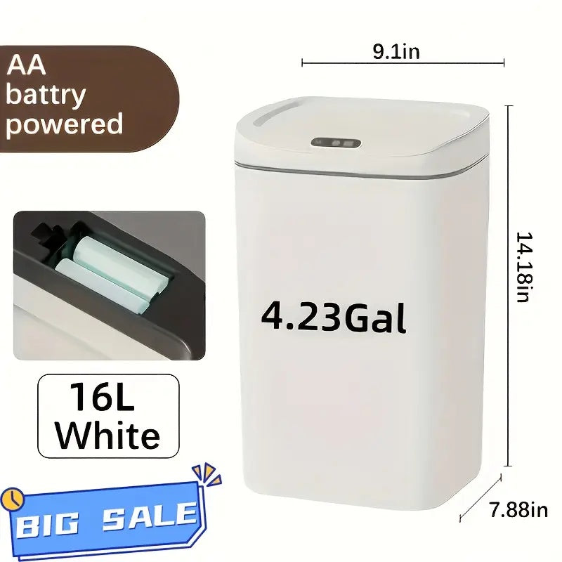 Touchless Sensor Trash Can with Odor-Sealing Lid & Quiet Close – Hands-Free Automatic Slim Bin for Kitchen Bathroom Office, 3.17/4.23/4.49 Gal, White or Black, Battery Operated (AA Not Included)