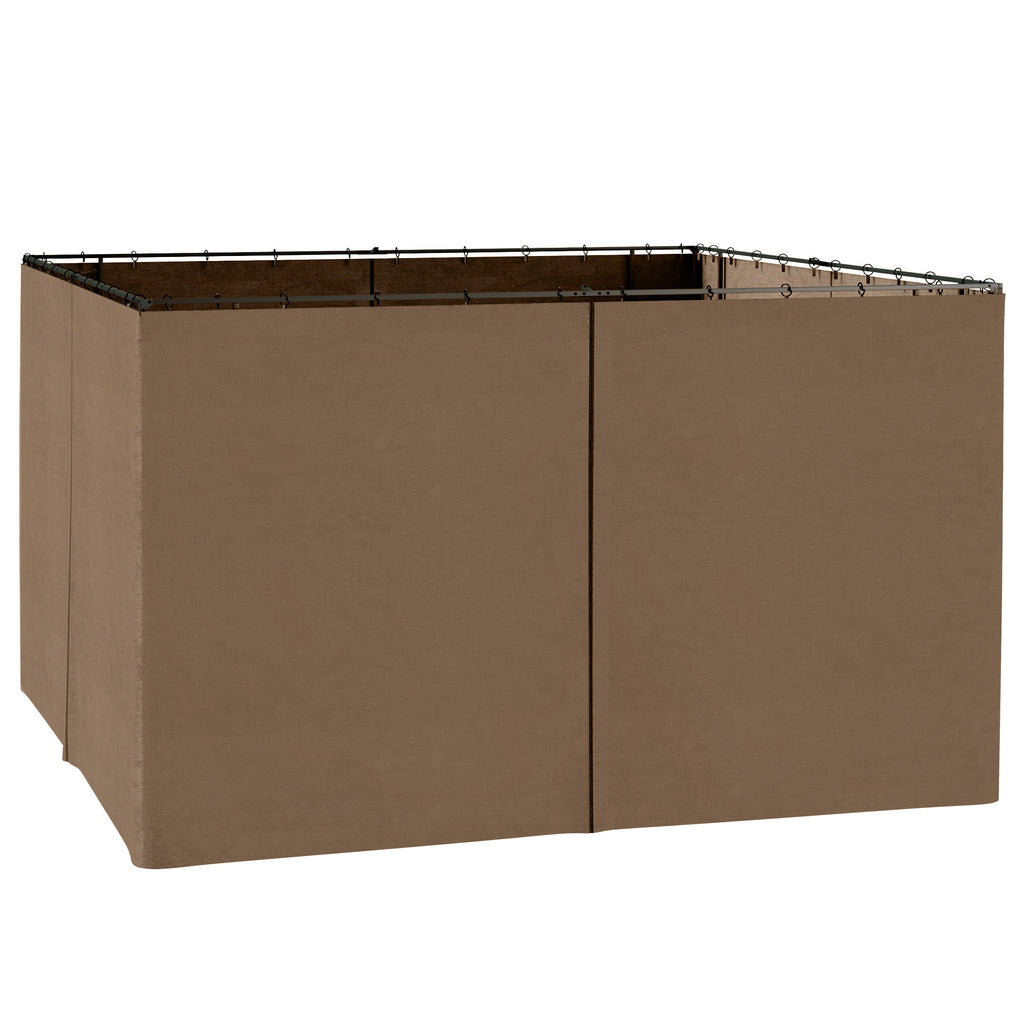 Replacement Gazebo Curtains with Zipper, 4-Panel Gazebo Privacy Side Panels Only, for 10' x 12' (3 x 3.6 M) Gazebos or Pergolas, Hooks/C-Rings Included, Brown, Outdoor Events Protection, Durable Polyester Fabric, Easy Installation