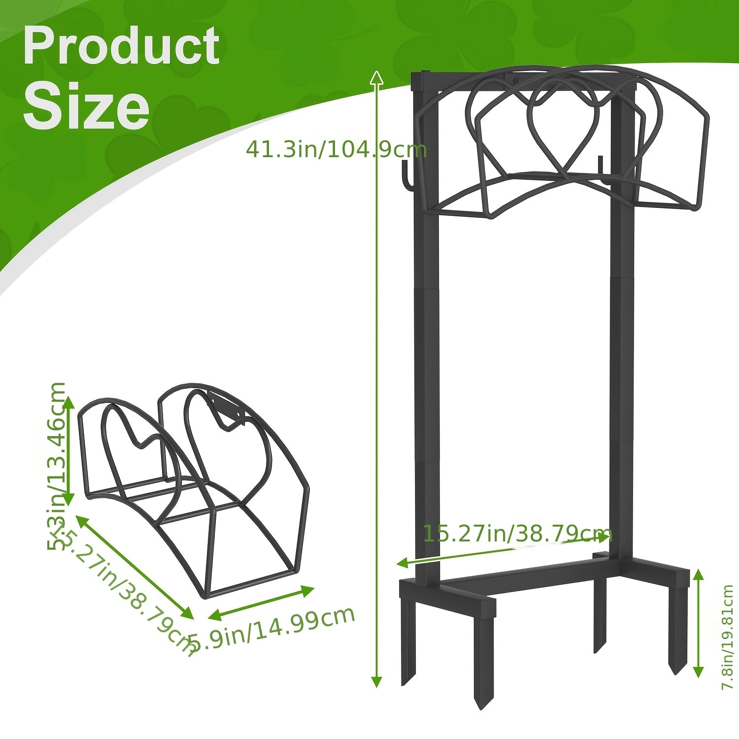 Freestanding Garden Hose Holder with 4 Ground Spikes, Sturdy Detachable Water Hose Reel Rack for Outdoor Use, Space-Saving Hose Stand for Yard, Lawn & Garden, Rust-Resistant Black Finish