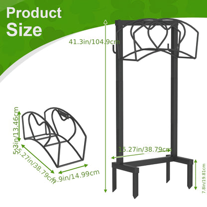Garden Hose Holder Freestanding with 4 Ground Spikes – Detachable Outdoor Water Hose Reel Stand, Space-Saving Rust-Resistant Hose Rack for Yard, Lawn & Garden, Black