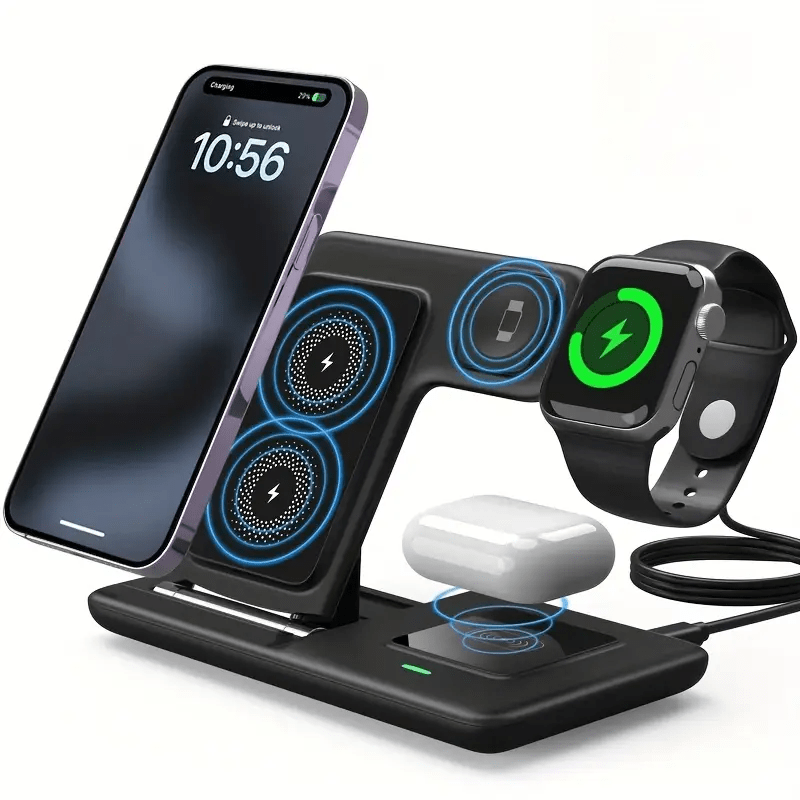 【Father's Day】Neohost 3-in-1 Wireless Charging Station for iPhone/Compatible with Phone 17, 16, 15 Pro Max, 13, 12, 11/Watch Series 10, 9, 8, 7, 6, 5, 4, 3, 2 & Ultra Models/Auto Accessories.A perfect mother's day gift
