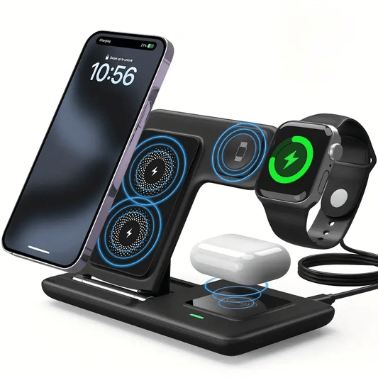 【Father's Day】Neohost 3-in-1 Wireless Charging Station for iPhone/Compatible with Phone 17, 16, 15 Pro Max, 13, 12, 11/Watch Series 10, 9, 8, 7, 6, 5, 4, 3, 2 & Ultra Models/Auto Accessories.A perfect mother's day gift