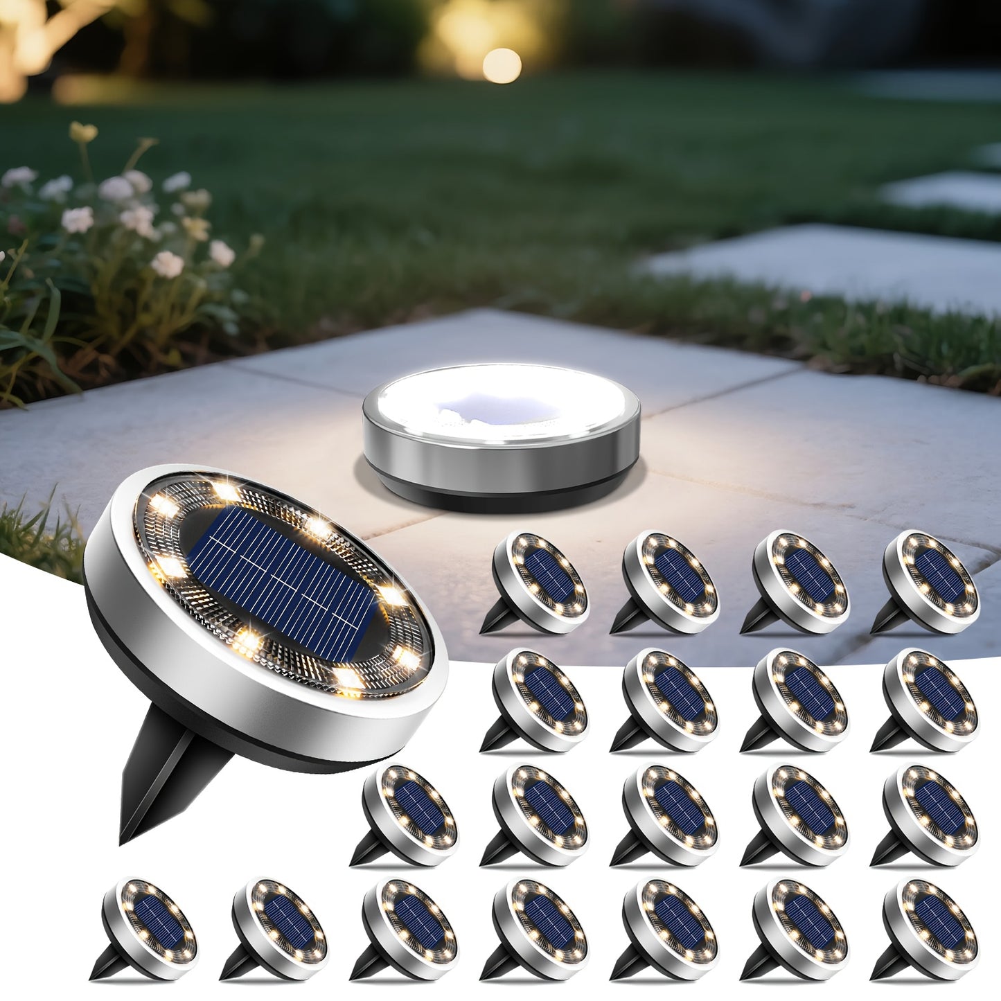 IP44 Solar In-Ground Lights 8 LED – Regular & Mini Versions, Auto On/Off, 4-20 Pack for Garden, Pathway, Driveway, Stairs, Deck & Swimming Pool | ShopVora CA