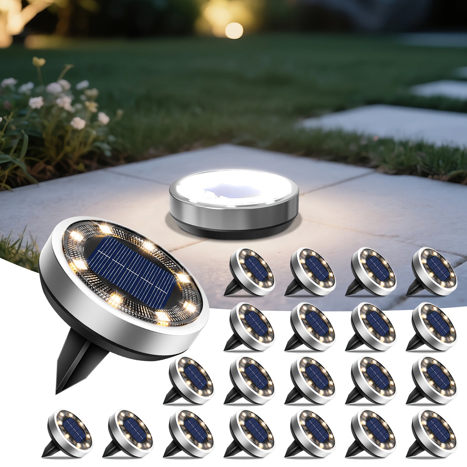IP44 Solar In-Ground Lights 8 LED – Regular & Mini Versions, Auto On/Off, 4-20 Pack for Garden, Pathway, Driveway, Stairs, Deck & Swimming Pool | ShopVora CA