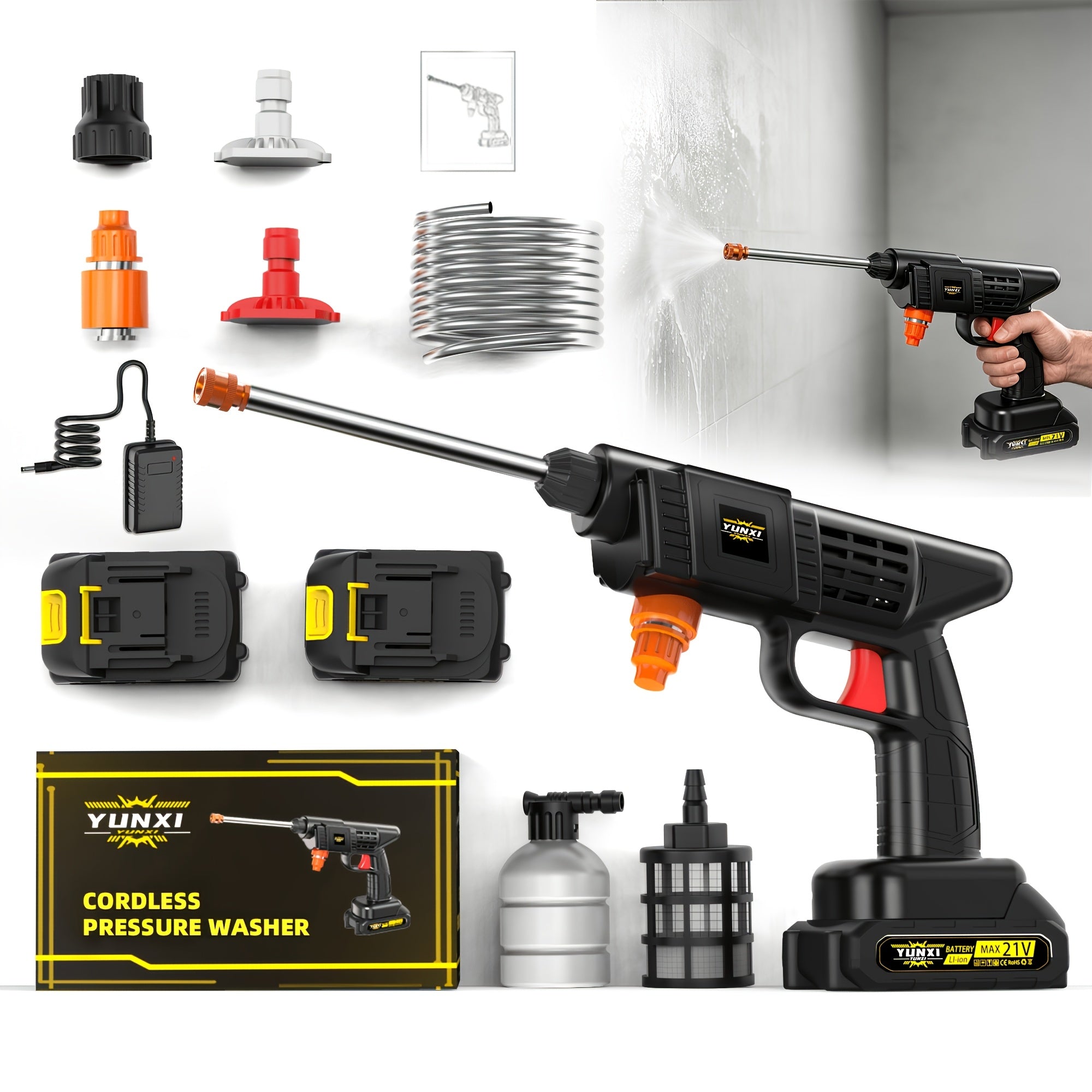Plug-In Electric Pressure Washer Gun Heavy-Duty Portable Spray Washer with No-Tank Design, Compatible with Car, Driveway & Garden – Household, Industrial & Upgrade Variants for Outdoor Home Car Cleaning, Great Christmas Gift