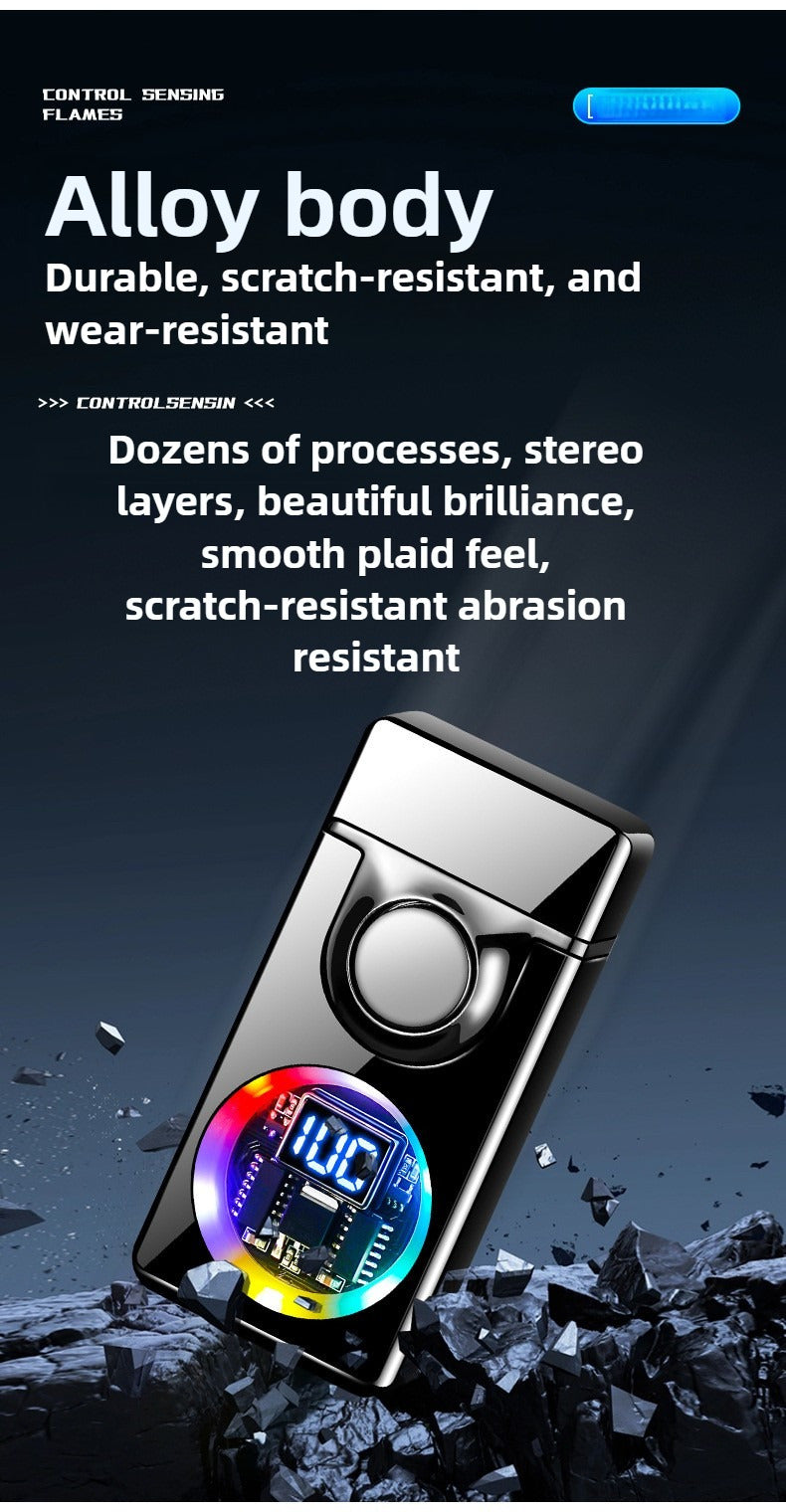 BNMQ Intelligent Voice Control Butane Lighter, 5 Ignition Modes, Visible Transparent Window, Portable Metal Flip Induction Lighter