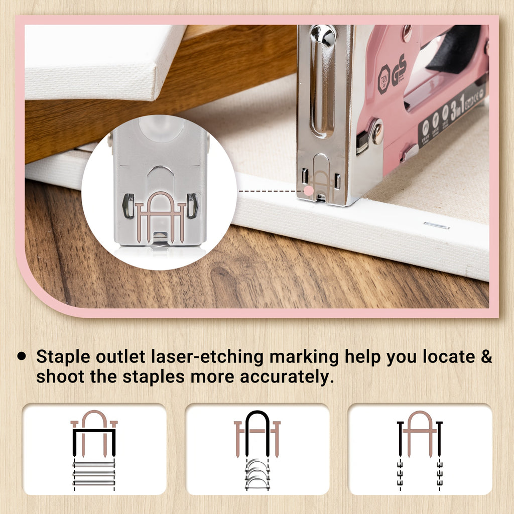 WPM Heavy Duty Staple Gun, a Versatile 3-In-1 Upholstery Kit That Includes 3000 Staples, a Staple Remover, And a Manual Brad Nailer Featuring a Specific Outlet Position Indicator for Staples