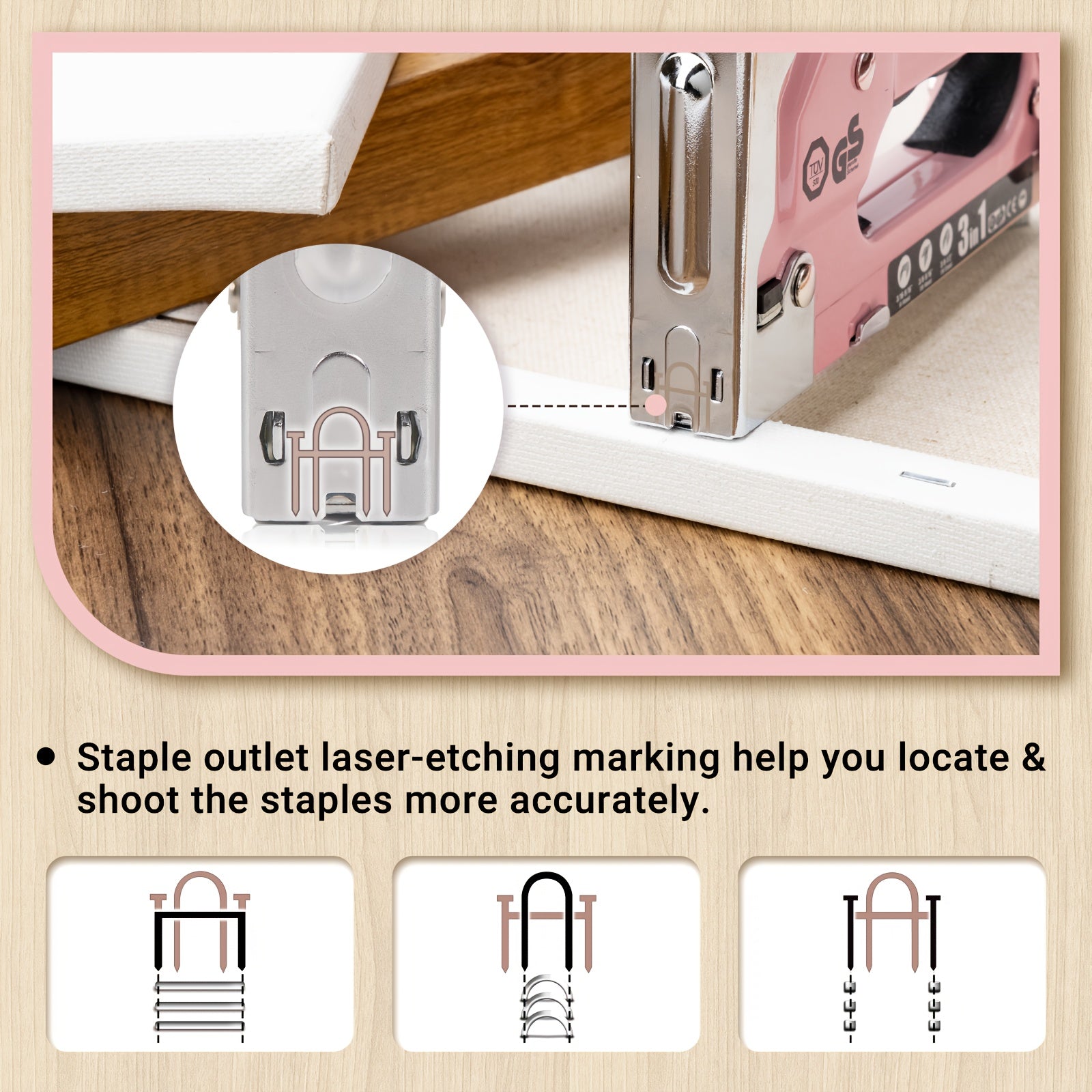 WPM Heavy Duty Staple Gun, a Versatile 3-In-1 Upholstery Kit That Includes 3000 Staples, a Staple Remover, And a Manual Brad Nailer Featuring a Specific Outlet Position Indicator for Staples
