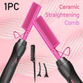 Electric Straightening Comb with Anti-Scald Pressing - Portable Heated Curling Iron, Multifunctional Copper Hair Straightener Brush Straightening Comb for Wet & Dry Hair Wigs Women Men Brush, Holiday Gifts