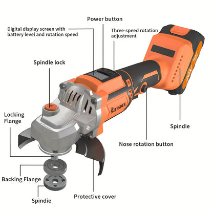 20V Cordless Angle Grinder & Polishing Machine – Brushless Motor, 2-in-1 Electric Grinder for Metal, Wood & Auto Detailing, Portable Power Tool for Home Workshop, DIY & Professional Use