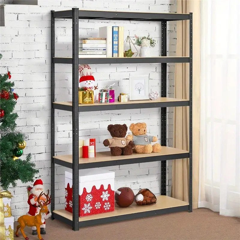 1PC Heavy Duty Storage Shelves, 5-Tier Industrial Shelving Unit with 2200 lbs Capacity, Adjustable Metal Utility Rack, Freestanding Garage Shelving for Organization, Easy Assembly, Wide Use for Warehouse, Kitchen Pantry, Basement, Laundry Room, Closet, Ba