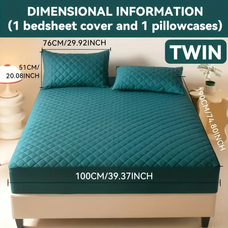 Waterproof Mattress Protector Set 2/3pcs, Thick Deep Pocket 9-15" Fitted Sheet & Pillowcase, Soft All-Season Bedding, Machine Washable – Twin Full Queen King, Multiple Colours