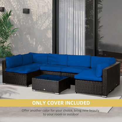 Outdoor Cushion Covers 14 Pcs Replacement for Rattan Sofa Set Polyester Waterproof Dustproof Machine Washable Zipper Closure Navy Blue - Patio Garden Furniture Covers, Canada