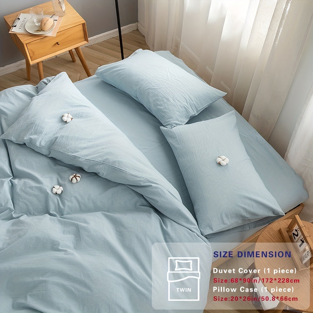 100% Washed Cotton Duvet Cover Set – Breathable, Durable & Ultra-Soft Comfy Bedding Set for All Seasons, Multiple Sizes & Colours